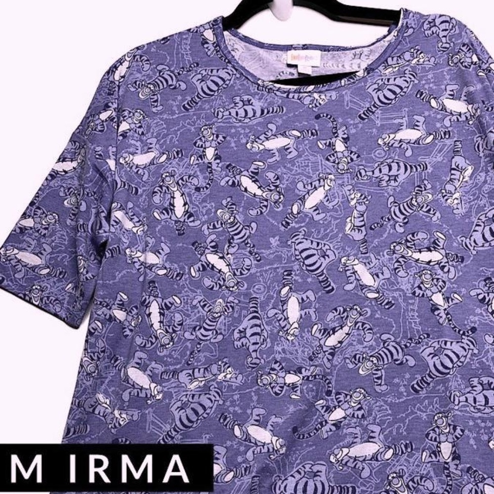 NWT Lularoe Medium Disney Blue Tiggers Irma Top